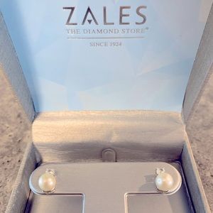 Zales Sterling silver White Topaz and Pearl Earrings